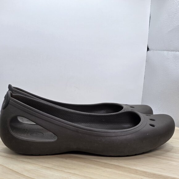 Womens Crocs Kadee Brown Casual Cutout Comfort Slip On Ballet Flats Size 10 M - Picture 3 of 9